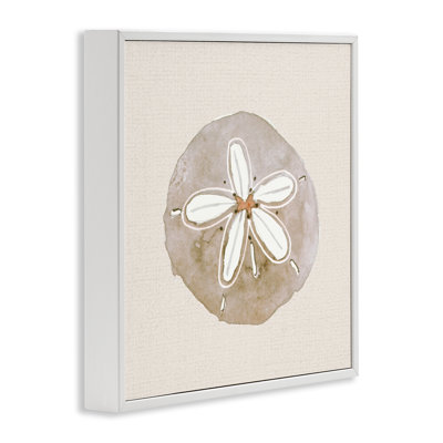 Serene Beige Sand Dollar Framed Giclee, design by Lanie Loreth