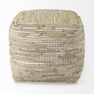 Pouf 0H en cuir et jute