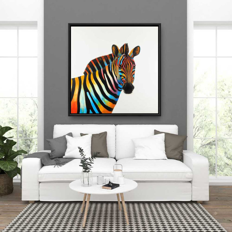 Profile View of a Zebra - Framed Canvas Decor