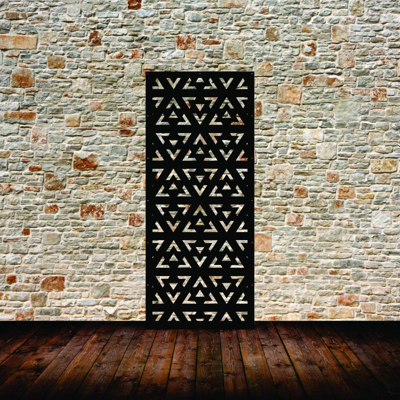 Panneau d'intimité en aluminium découpé au laser Modern Triangles - Art mural extérieur en métal thermolaqué, cloison décorative