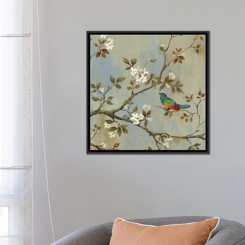 « apple fleuri i », reproduction sur toile, H 18 po x l 18 po x P 1,5 po, Toile avec cadre noir, Pas de tapis
