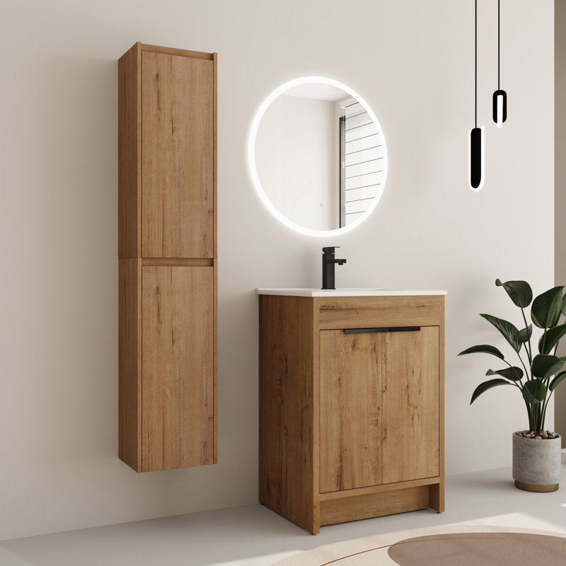 Ensemble de meuble-lavabo simple 24 po Diandrea avec 2 portes et lavabo en céramique, 24"