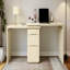 Bureau moderne en L 90 po en bois naturel avec 3 tiroirs, bureau pivotant à 360 ° en bois, bureau de direction, bureau d'angle, bureau d'étude, pour le bureau à domicile ou le salon-522576816