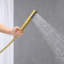 Robinet de baignoire autoportant pour salle de bain avec robinet à fixation au sol en or brossé et douche à main-129755217