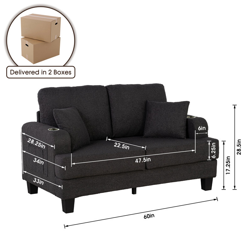 Causeuse d'appoint 60 po, Mélange de polyester gris / nounours