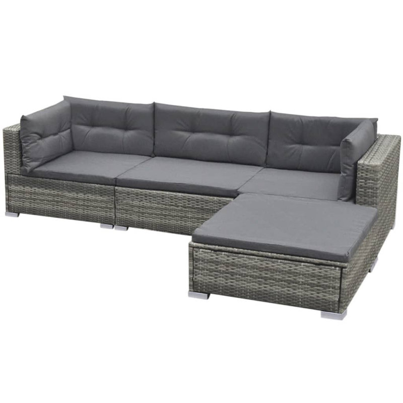 Ensemble de meubles de jardin en rotin PE gris