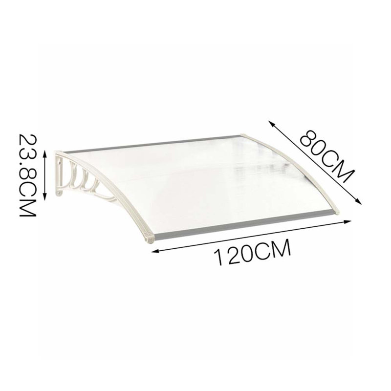 Dakota Fields 120cm W x 80cm D Plastic Cover Retractable Door / Window Awning, White Frame
