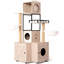 Arbre à chat de 63 po avec bac à litière, coussin lavable, poteaux à griffer de 7 cm d'épaisseur, compartiments de rangement intelligents et interactifs, maison multifonctionnelle de style américain, boîte incluse, coussin amovible,