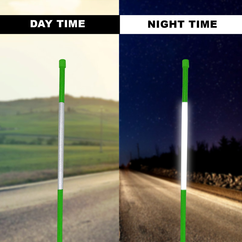 48" Reflective Fiberglass Driveway Markers, Lime Green High-Visibility Snow Stakes