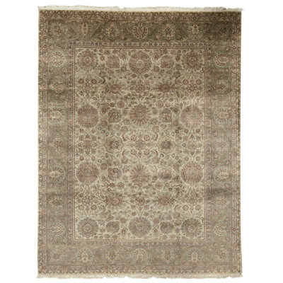 High-Quality Hand-Knotted Green Area Rug