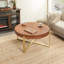 Table basse 33,8 po d'épaisseur rétro moderne avec plateau en bois de sapin et pieds croisés dorés