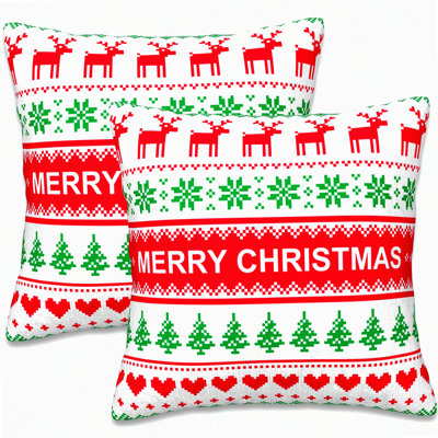 Winter Wonderland Sweater Pillow Covers - Set of 2 Holiday Cushion Cases for Farmhouse Home Decor - Outdoor Indoor Couch Accessories