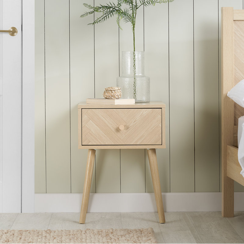 Mardell 40cm W Particle Board Bedside Table, Oak