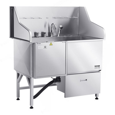 50 Inch Dog Grooming Bath Tub Stainless Steel W Ramp Faucet Left Door