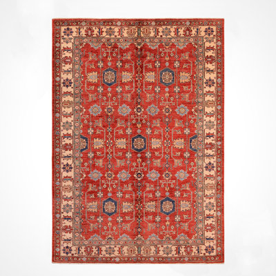 Tapis en laine et coton rouge noué à la main Original