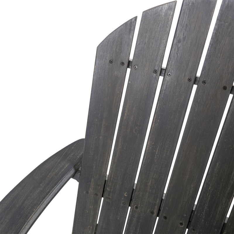 Comfortable Adirondack Chairs Loveseat, Premium Dark Grey Wood, Rustic Style For Home & Garden
