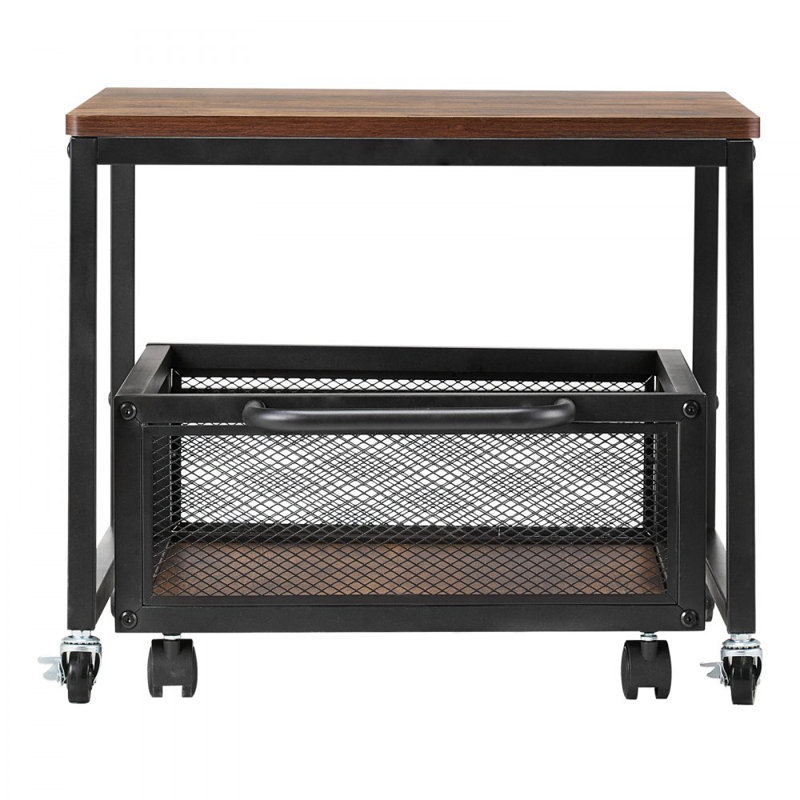 Mini-support de réfrigérateur avec chariot de rangement de 198 lb et roues pivotantes , Bois brun