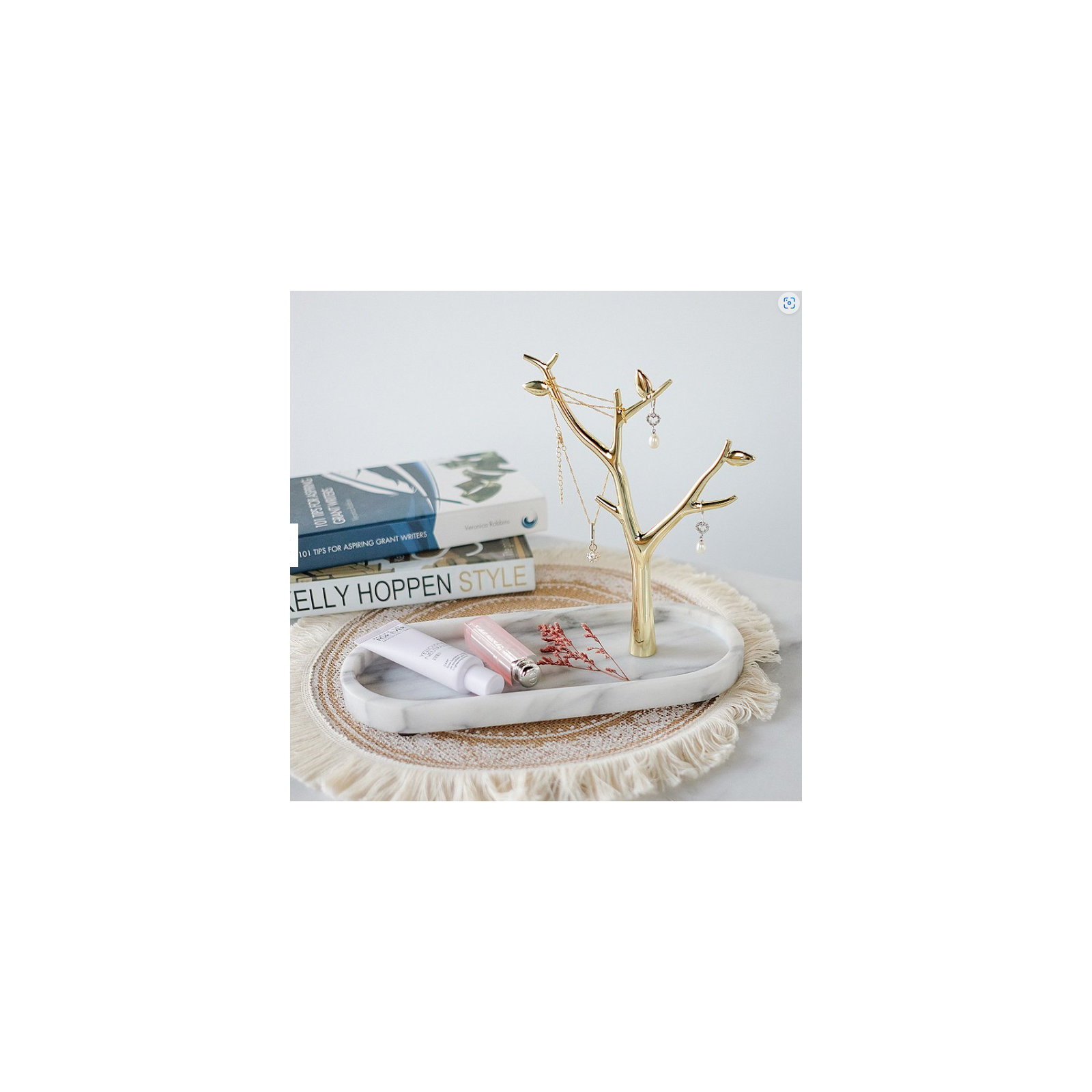 Artifacts Marble Decorative Runway Tray, White Matte