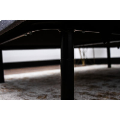 Upholstered Mattress Platform - Black + Gray, Adjustable 6, 1000 Lbs Support, Plywood Base And