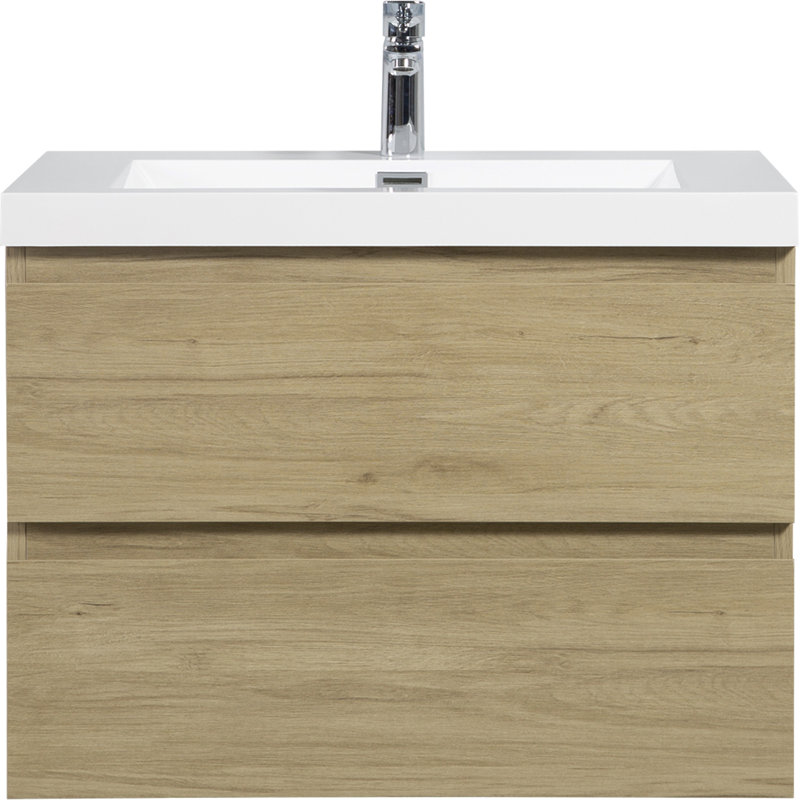 Floating Bathroom Vanity With Sink, Oak, 30"