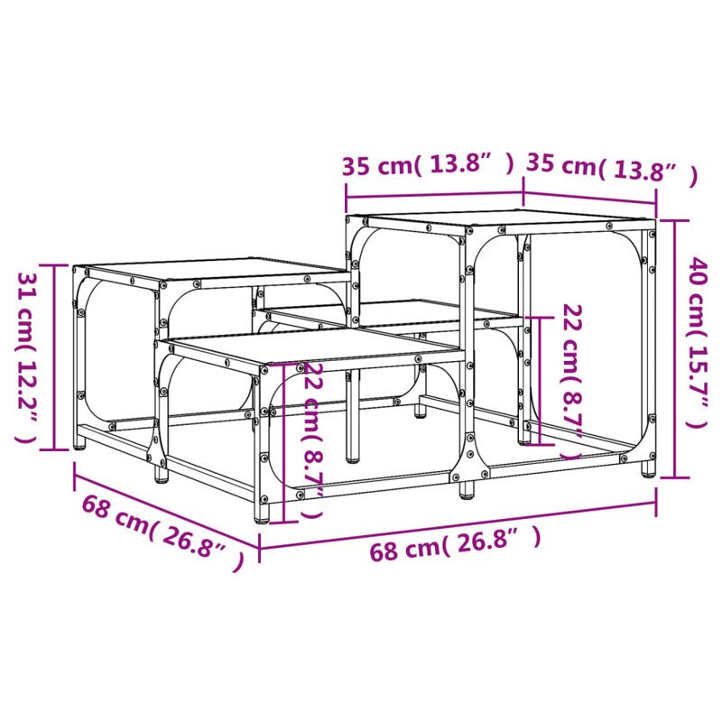 Hovis Four Leg Coffee Table, 40cm H x 68cm W x 68cm D, Brown Oak
