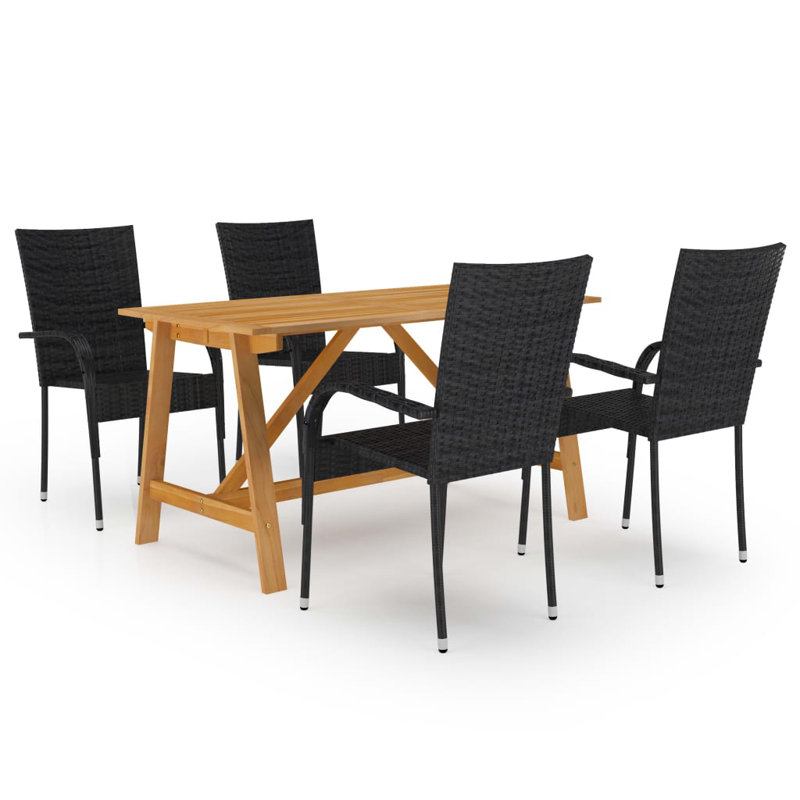 Darcey-Lee Rectangular 4 - Person 21.9" Long Dining Set, Black