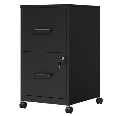 Classeur verrouillable en métal à 2 tiroirs avec roulettes, classeur vertical en acier sous le bureau avec ensemble anti-basculement, classeur robuste pour dossiers de format lettre, noir