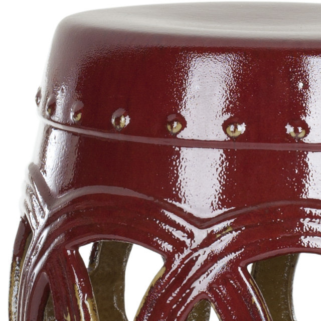 Tabouret de jardin en céramique Bartlesville, Rouge Abby