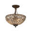 3-Light Drum Crystal Semi Flush Mount