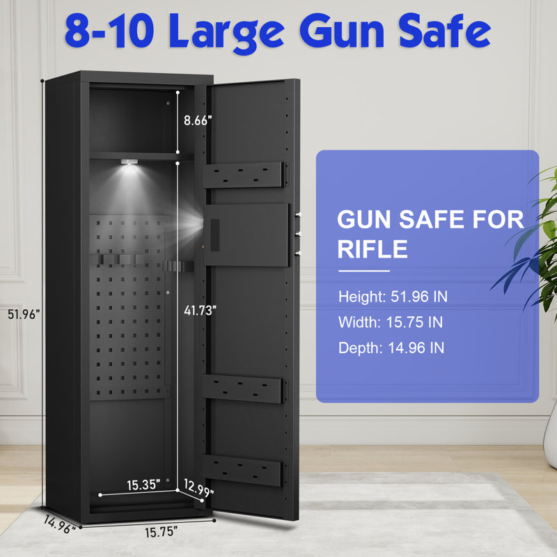Large Unassembled Gun Safe For Shotguns With Dual Alarm And Mute Mode, Long Gun Cabinet For Guns With Touchscreen Pad, Removable Shelves