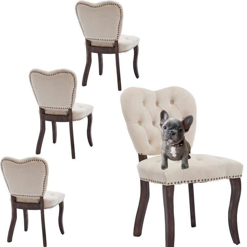 Chaise de salle à manger capitonnée et rembourrée en tissu (ensemble de 4), Beige
