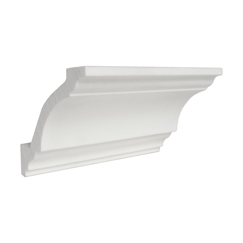 3-1/8 in x 3-1/8 in x 6 in Long Plain Recycled Polystyrene Crown Molding Sample
