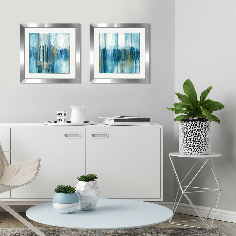 «Saturnia», ensemble de 2 reproductions d'art encadrées, H 16,5 po x l 33 po x P 1 po, Blanc mat