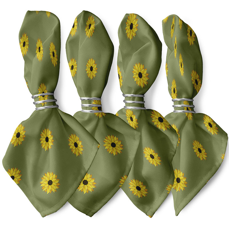 Ensemble de serviettes 4 pièces Vieux Sunflower Frenzy, L 18 po x L 18 po, Vert
