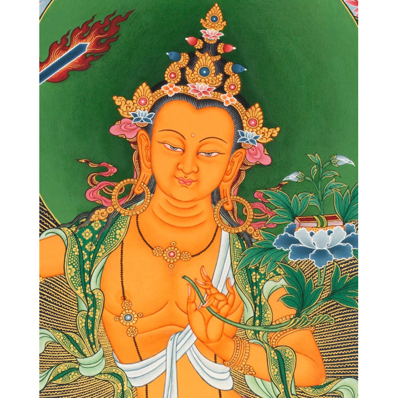 Déesse Manjushree Thangka (Brocadeless Thangka)