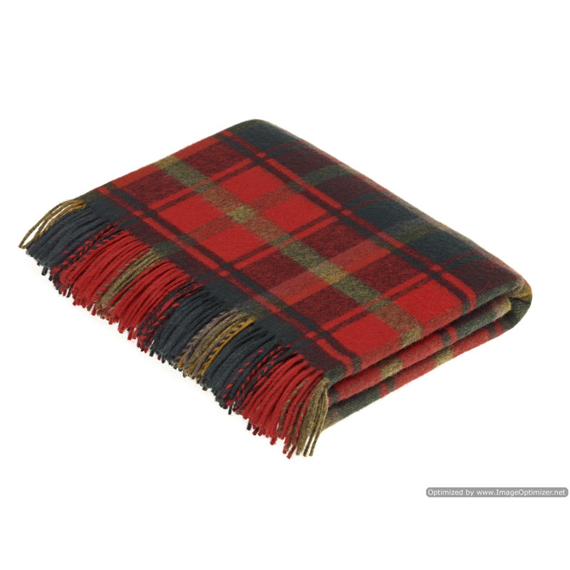 Jeté en laine d'agneau tartan mérinos