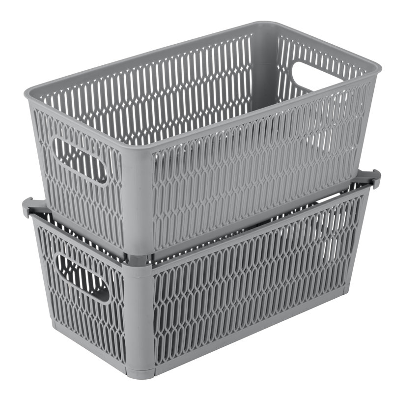 Ensemble de bacs en plastique Slide, Gris, H 4,49 po x l 6,5 po x P 11,38 po