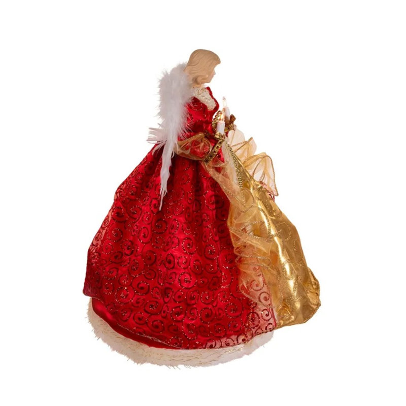 Ce sommet de sapin ange rouge et doré 14 lumières UL de 14 po de Kurt Adler
