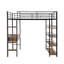 Lit mezzanine en métal avec bureau et tablettes, noir-695134908