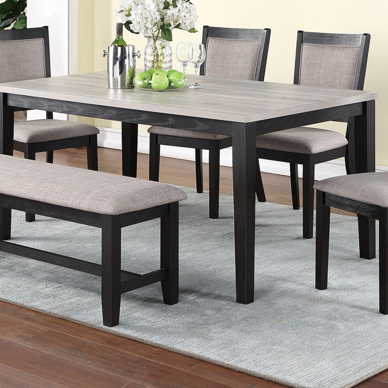 Devayah 6 - Person Four Leg Dining Set, Brown
