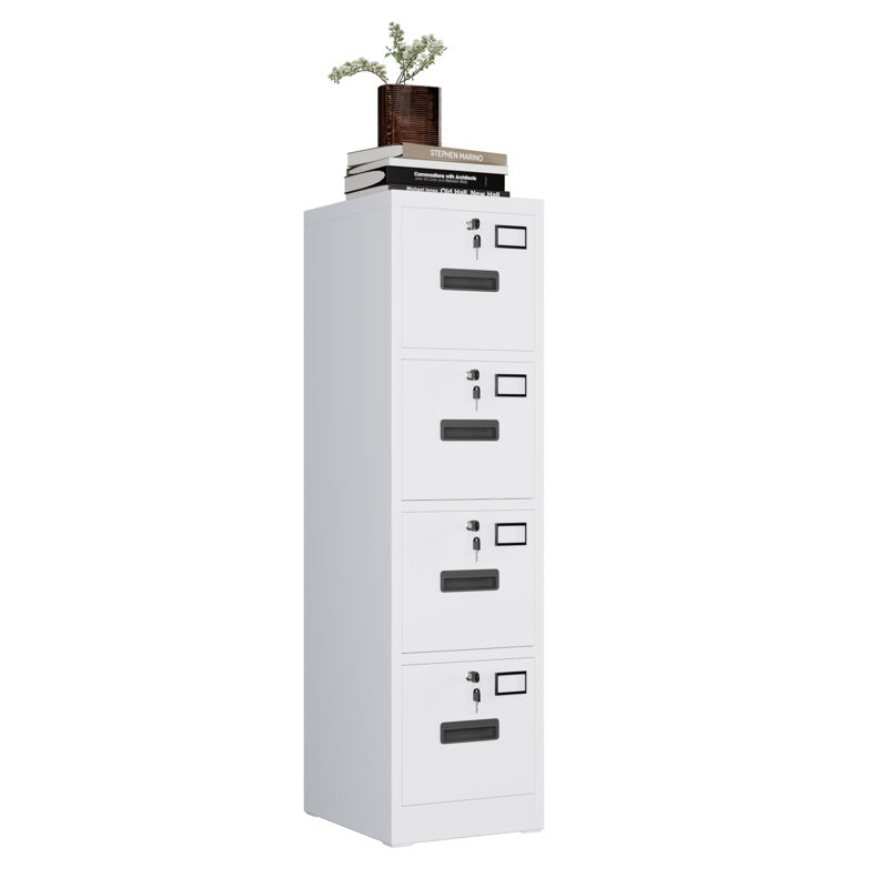 Heavy Duty 4 Drawer Steel File Cabinet Vertical Metal Filing Organizer for A4 Letter Legal Documents with Independent Locks Space Saving Secure Storage for Home Office School