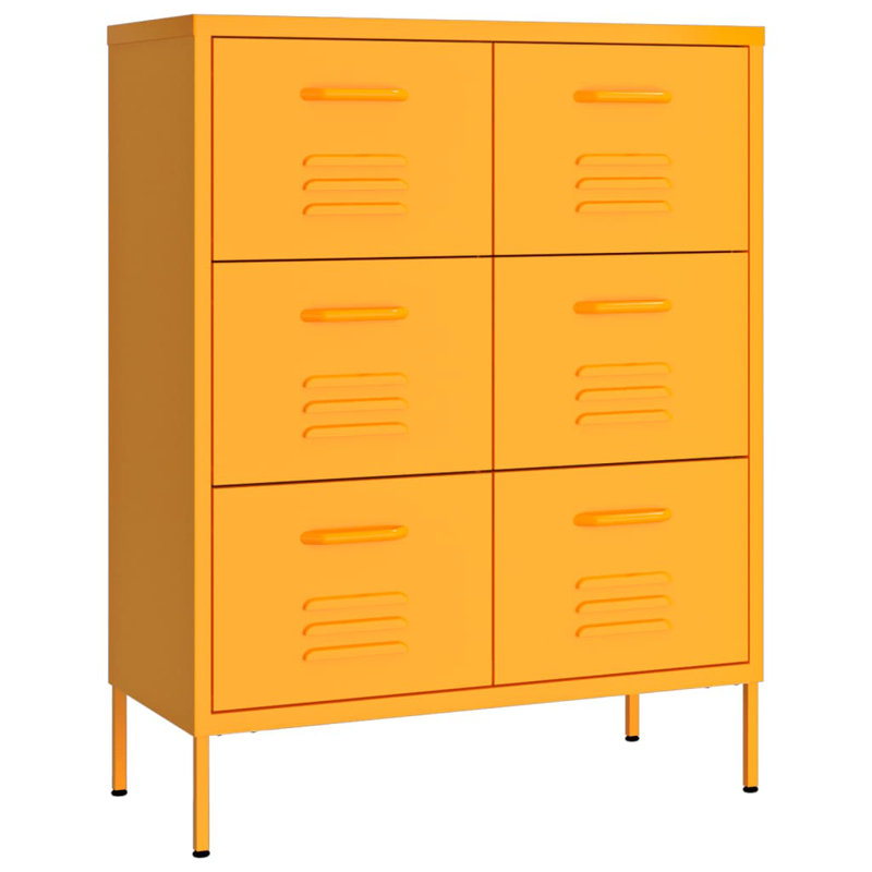 Drawer Cabinet Freestanding Storage File Cabinet for Home Office Steel, Mustard Yellow