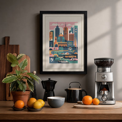 City in Layers Modern - Framed Print