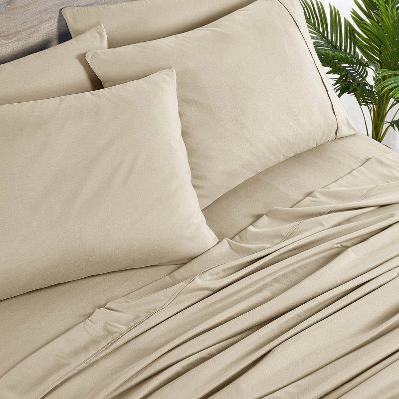 Warm Taupe Twin Bamboo Microfiber 6-Piece Sheet Set