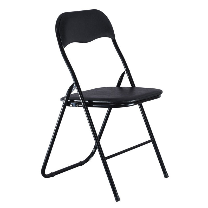 Andaluss Velvet Padded Stackable Folding Chair Folding Chair Set, Black
