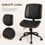 Chaise de bureau à domicile en cuir PU noir, chaise de bureau de style noyer à dossier mi-haut