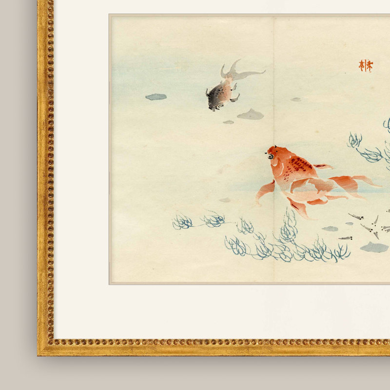 Martha Stewart Perry Street Paper Wall Art, Modern Still Life: Goldfish Composition, 17" x 21", Living Room and Bedroom Decor, Framed