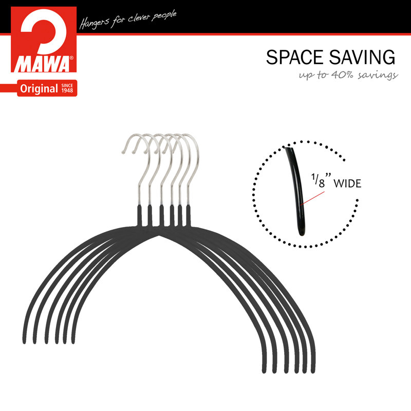 Black Ultra-Thin Non-Slip Steel Hangers, Set of 4