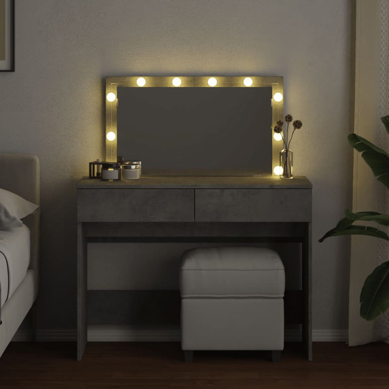 Dressing Table with Mirror, Concrete Grey