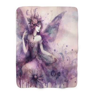 Fairy Garden Gazetteer - 1 Piece Premium Sherpa Blanket - Luxurious Art Print Design